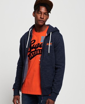 Superdry Orange Label Classic Cipzár Férfi Kapucnis Pulóver Sötétkék | NATRQ9083